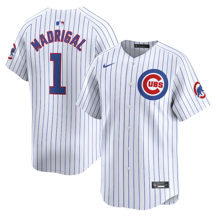 Men Chicago Cubs #1 Nick Madrigal Nike White Home Limited Player MLB Jersey